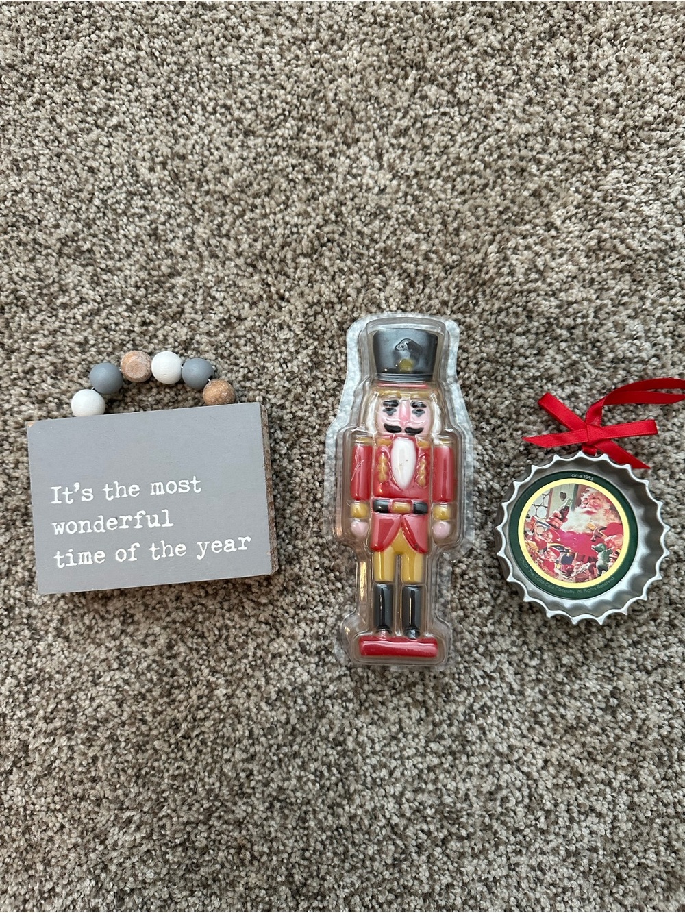 Christmas Holiday Home Decor - Pier 1 Nutcracker Soap, Coca Cola Ornament